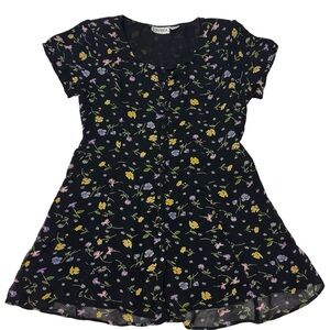 Indira Women’s Floral Dress - Black with Multicolor Accents Size:L